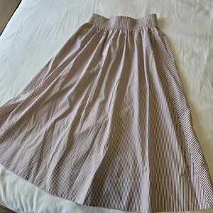Bailey 44 A Line Skirt, 100% Cotton, Striped Brown and White